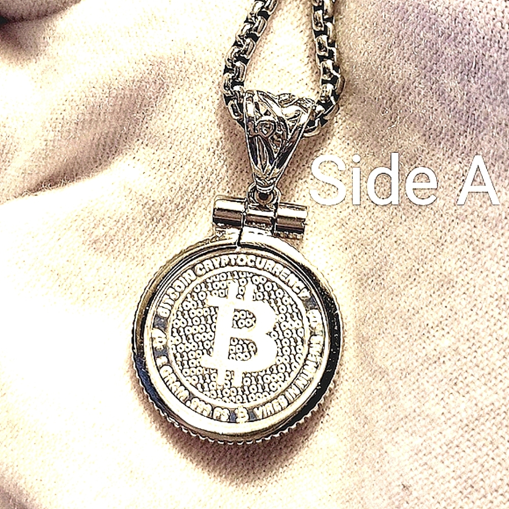 💲Fine Silver Pendant (1g) Bitcoin Specialty Round Crypto Reversible Jewelry 🔥 - Picture 1 of 6
